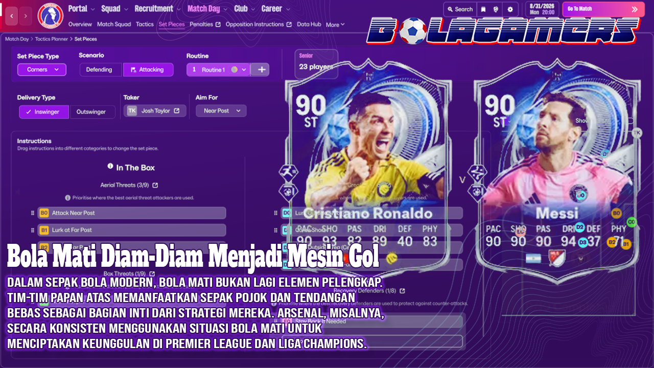 Diabaikan Banyak Manajer, Bola Mati Diam-Diam Menjadi Mesin Gol di Football Manager