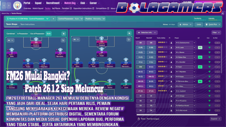FM26 Mulai Bangkit Patch 26.1.2 Siap Meluncur, UI Diperbarui dan Bug Fatal Akhirnya Ditangani