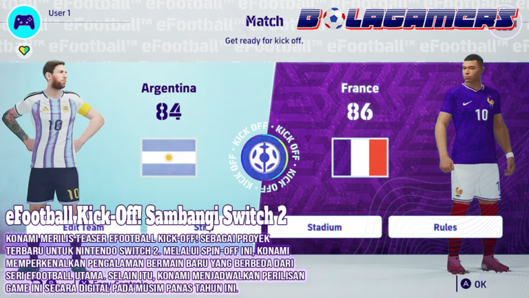 eFootball Kick-Off! Sambangi Switch 2, Konami Hidupkan Kembali Nuansa PES dengan Mode Offline