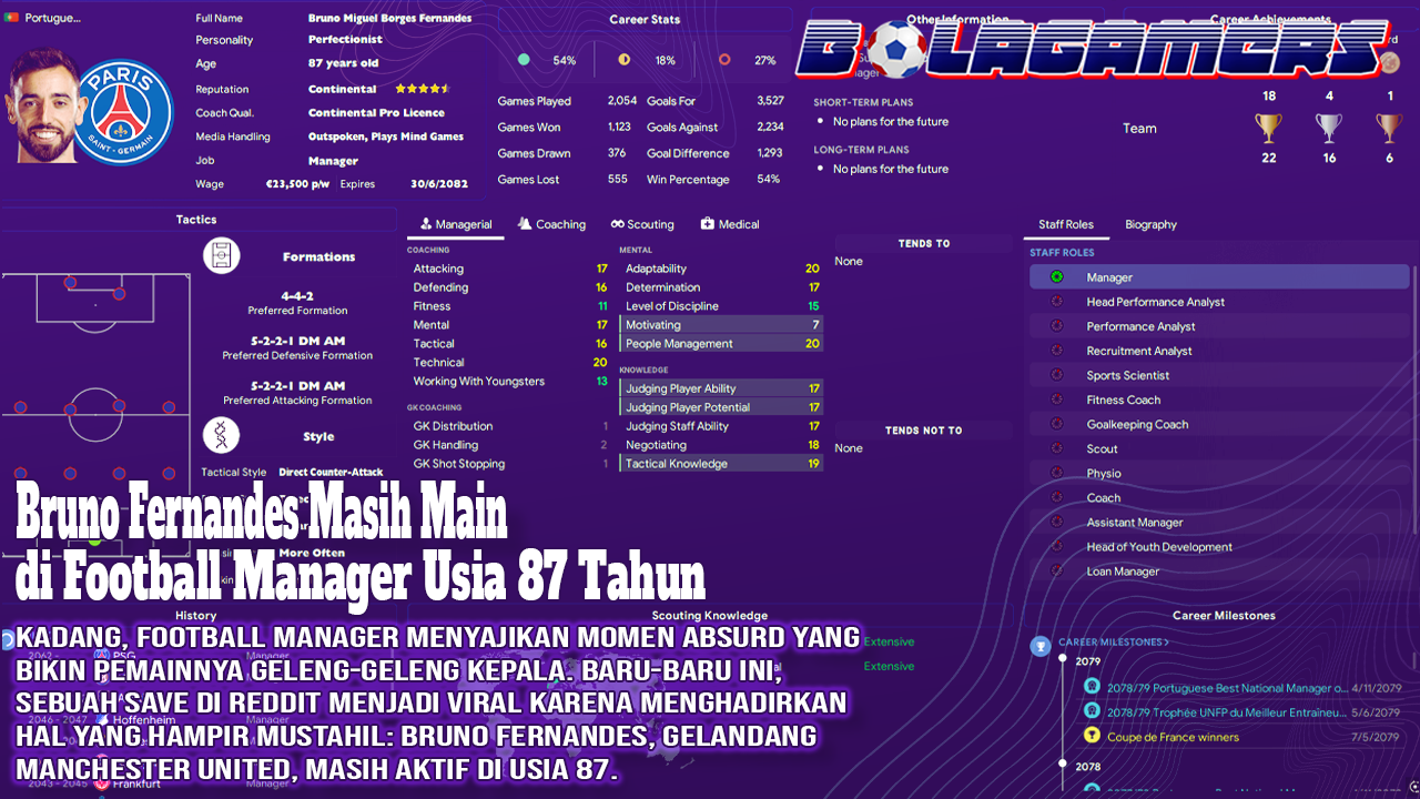 Bruno Fernandes Masih Main di Football Manager Usia 87 Tahun