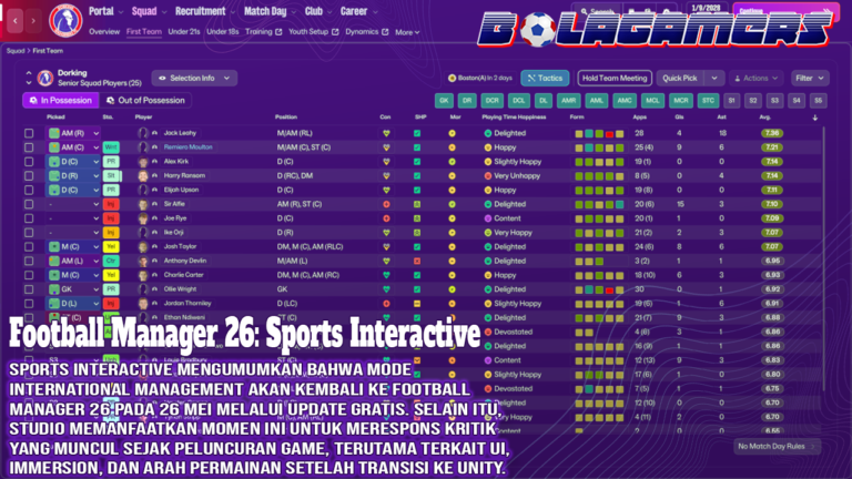 Football Manager 26 Sports Interactive Kembalikan Mode Internasional dan Janji Perbaikan